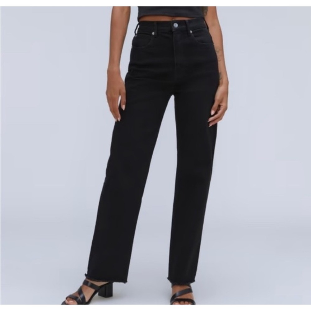 Everlane The Way-High Jean Raw Hem Straight Leg Jeans Dark Wash26R